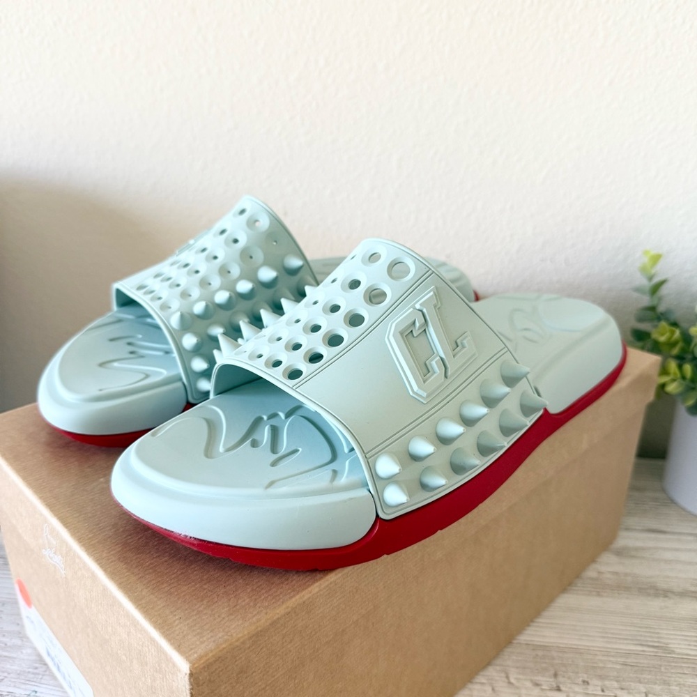 New Christian Louboutin Take It Easy Men Flat Pool Slides size EU 43, US 10